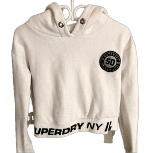 SUPERDRY cropped hoodie white size S